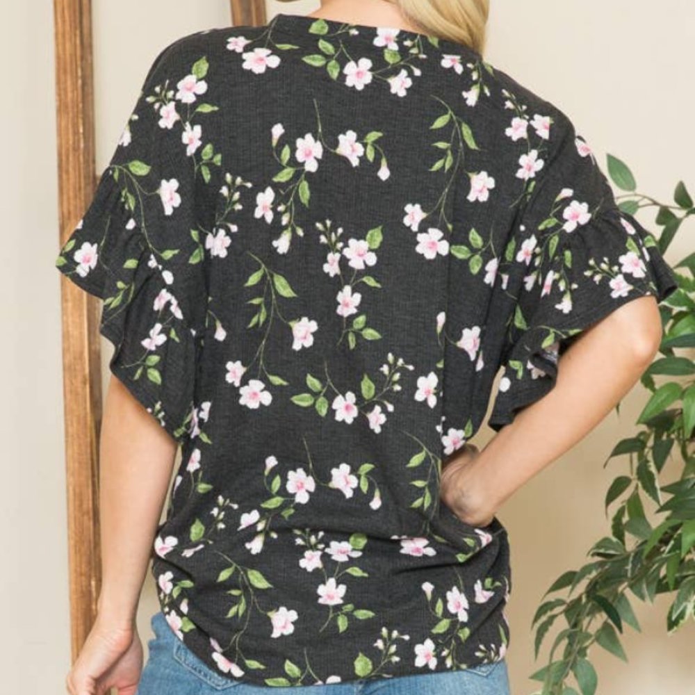 FLORAL RUFFLE BELL SLEEVES - Picture 3 of 3